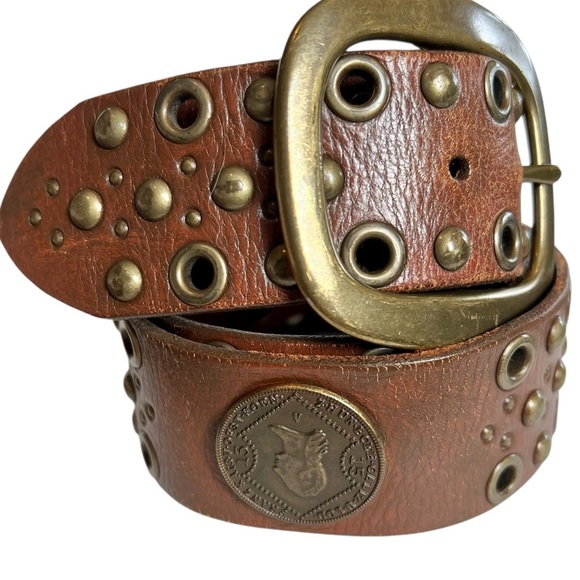 Linea Pelle Medium Brown Leather Belt Solid Brass Buckle main image 5